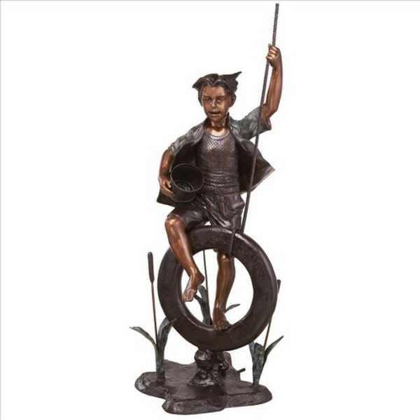 Boy Swing on this rope swing tire bronze sculpture High End Statue
